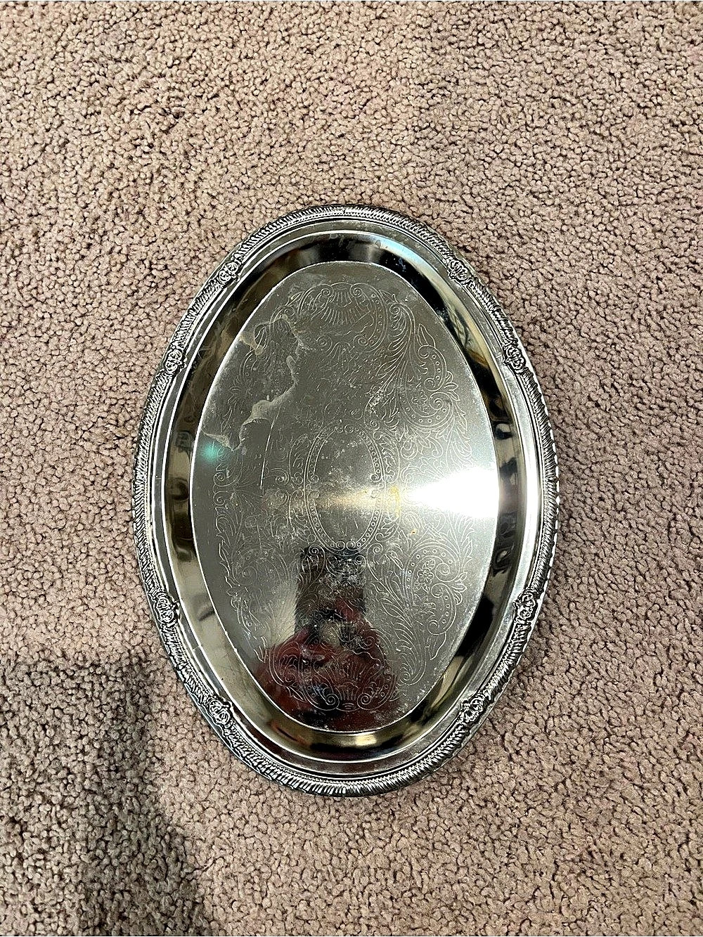 Vintage Silver-Plated Oval Shaped Serving Tray